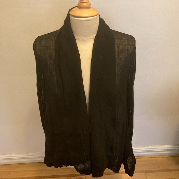 Crea Concept Longsleeve Mixed Media Wrap Jacket (Black) - Picture 1 of 11